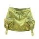 American hot girl three-dimensional large pocket work skirt summer dress fashionable green slim A-line hip denim skirt
