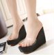 Summer versatile transparent sequin thick-soled heeled fish mouth high heel waterproof platform fashionable women's sandals and cake slippers