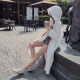 White sun protection clothes for women 2025 summer loose large size fashionable anti-clothing shirt thin super long over-knee thin jacket