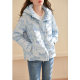 GESGOO fashion hooded blue down jacket female autumn and winter 2024 new embroidery design white duck down jacket to keep warm
