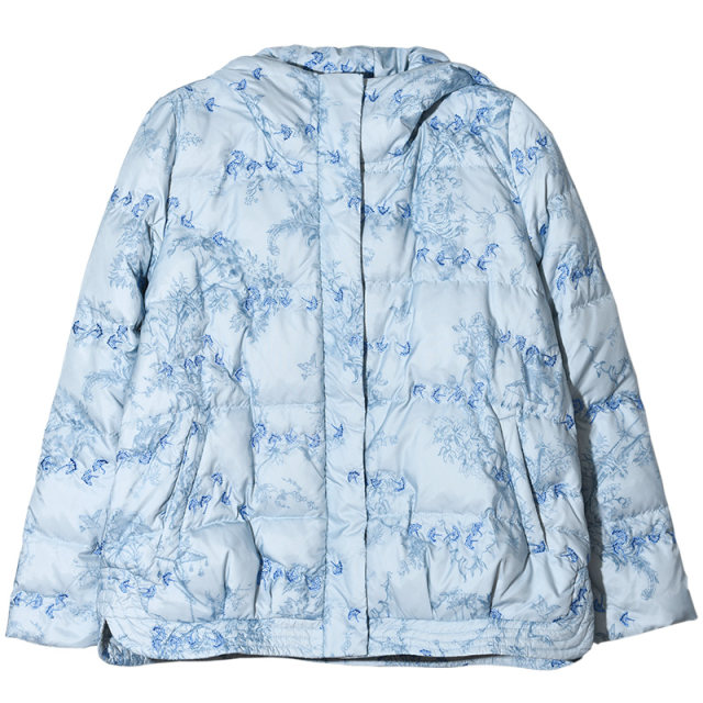 GESGOO fashion hooded blue down jacket female autumn and winter 2024 new embroidery design white duck down jacket to keep warm
