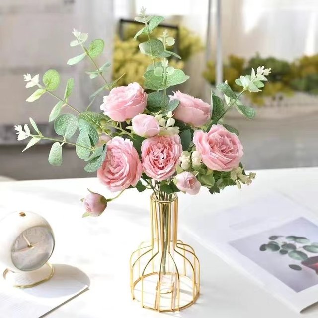INS wind peony fake flower simulation flower living room dining table decoration of Yogali decorative flower art ornaments home accessories
