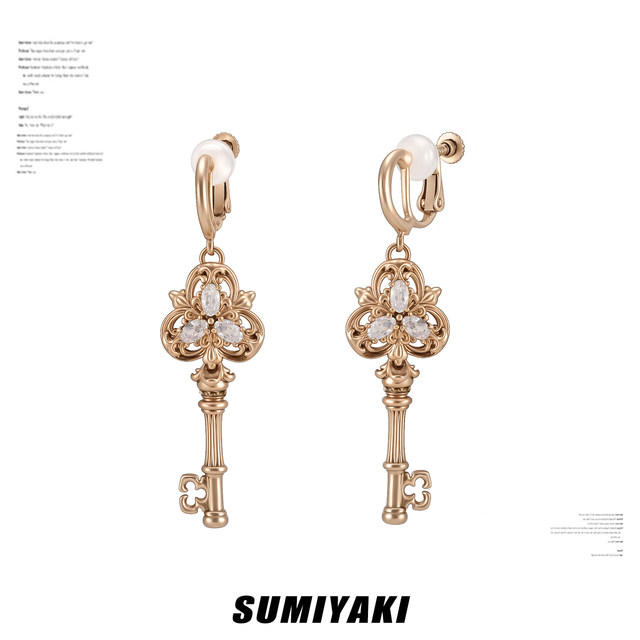 SUMIYAKI Love Lock Cylinder Series Embossed Key Earrings Gothic Retro Style s925 Silver Needle Earrings Women's Ear Clips