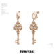 SUMIYAKI Love Lock Cylinder Series Embossed Key Earrings Gothic Retro Style s925 Silver Needle Earrings Women's Ear Clips
