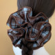 Korean retro blue plaid four-layer large intestine hair ring for women, high-end, oversized ball headband, hair tie, headband, headband