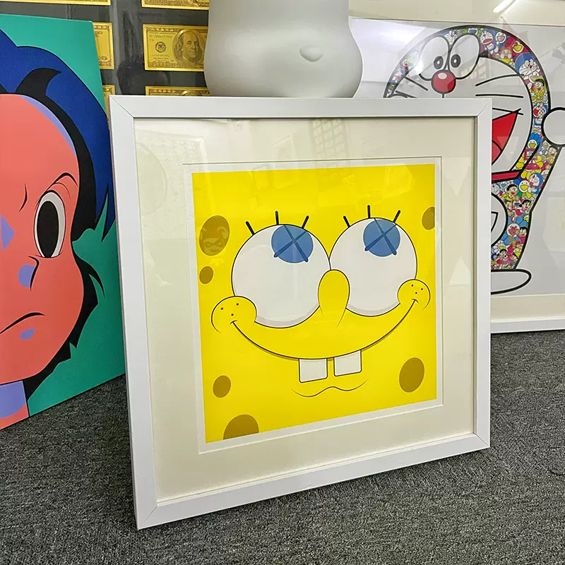 Xfly潮流装饰挂画 Kaws海绵宝宝 卧室玄关餐客厅沙发背景墙壁版画