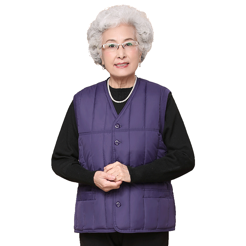 
Seniors' spring and autumn vest women's coat plus size grandma cotton clothes mom down vest old lady horse clip