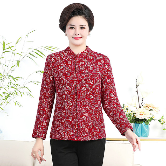 In winter, the elderly female camel fluffy little flowers cotton jacket light warmth, warm, cotton coat mother pretending to be elastic and thick home
