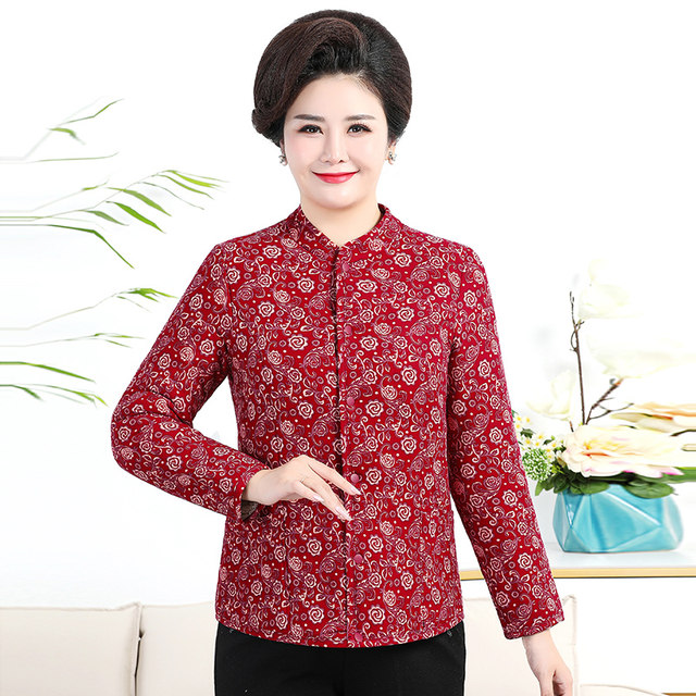 In winter, the elderly female camel fluffy little flowers cotton jacket light warmth, warm, cotton coat mother pretending to be elastic and thick home
