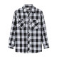 Long-sleeved shirt middle-aged and elderly women pure cotton plaid loose large size mother dress top lapel casual shirt spring autumn