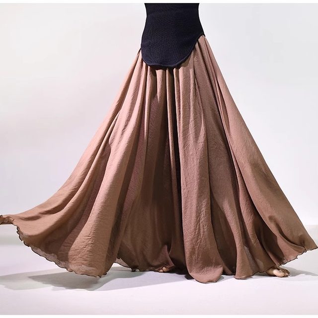 Mori women's popular large size cotton long skirt pure cotton half -body mopping skirt wild mid -length high -waisted umbrella skirt
