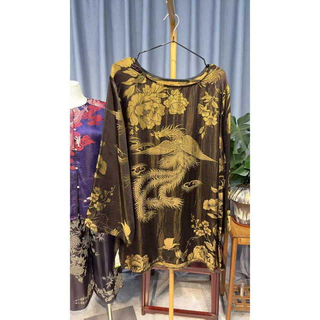 
Old soft satin full score mulberry silk fabric national style top