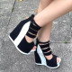 Women's Fashion 24 Sandals Summer New Style Inner Heightening Thick Sole Waterproof Platform Fish Mouth Hollow Sponge Cake Sandals Hate