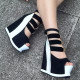 Women's Fashion 24 Sandals Summer New Style Inner Heightening Thick Sole Waterproof Platform Fish Mouth Hollow Sponge Cake Sandals Hate