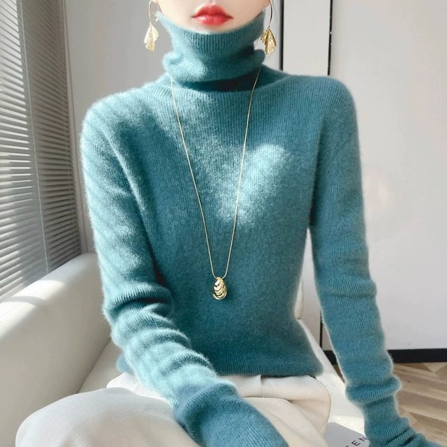 Broken code Clear clearance 100 wool sweater women's piles to repair sweater knitted thick wool turtleneck solid color bottoming shirt