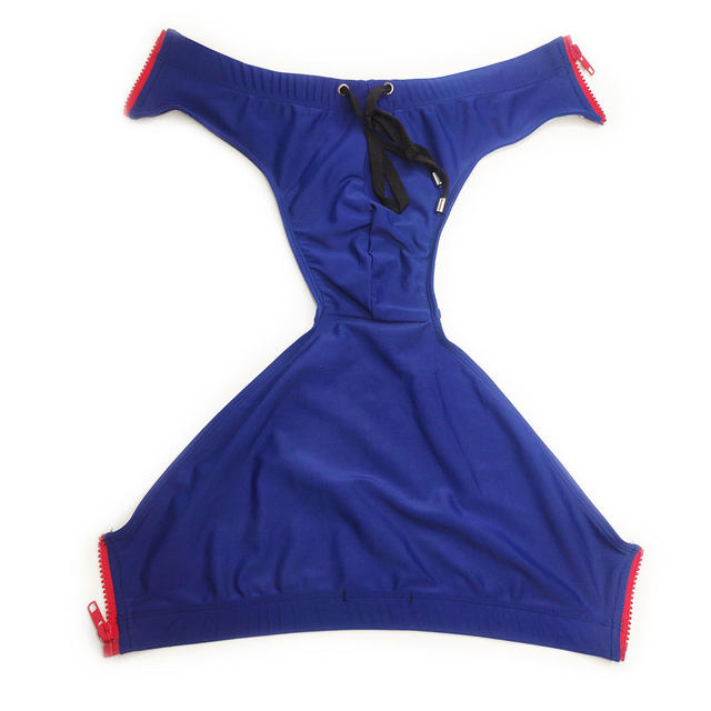 Men's side double zipper sexy triangle swim trunks fashionable swimsuit waterproof hot spring quick-drying bikini briefs summer