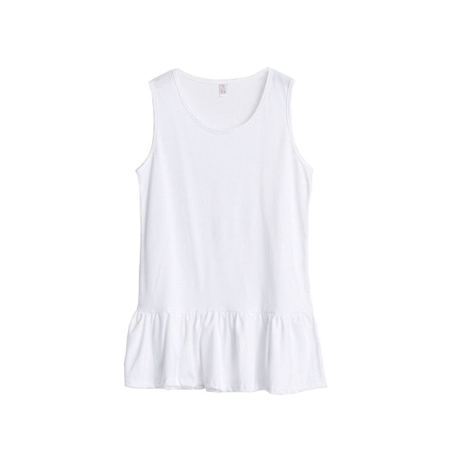 Women's strap vest with loose butt cover vest skirt sweatshirt base artifact white pleated ruffled hem