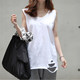 Fat girl's suspender design top for fat mm loose outer bottoming shirt white vest women's summer sweatshirt inner wear
