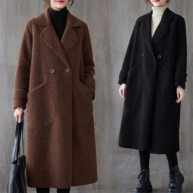 The clearance counter has withdrawn extra large size fat mm 300Jin [Jin is equal to 0.5kg] mid-length coat for women, lamb wool warm coat for women