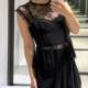 ZA Women's 2024 New Pin Pure Black silk satin texture stitching lace sleeveless top jersey 8958942