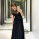 ZA Women's 2024 New Pin Pure Black silk satin texture stitching lace sleeveless top jersey 8958942