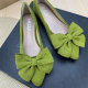 Flat shoes 2025 new women's shoes, small fragrance single shoes, large size shallow mouth, evening shoes, beans shoes, bow shoes, comfortable