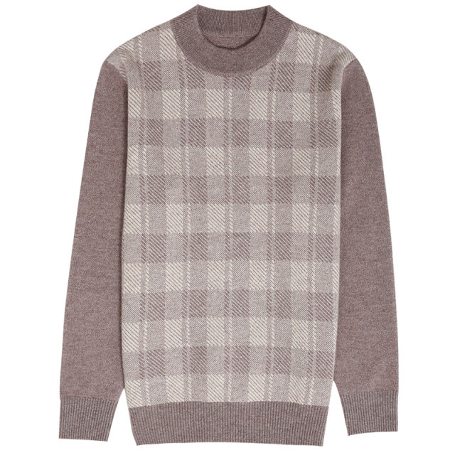 Hengyuanxiang British style cashmere sweater men's autumn and winter plaid sweater pullover base top knitted sweater thick loose