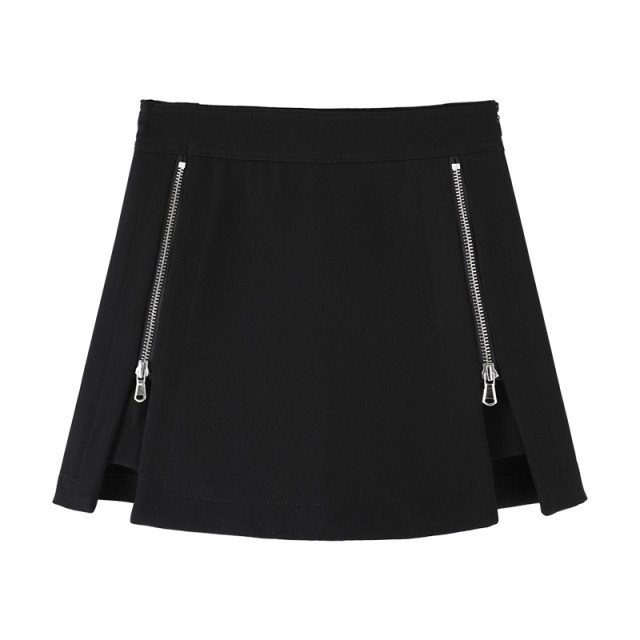 High-waisted zipper skirt women's skirt 2025 new spring and autumn a-line skirt pants irregularly slit small short skirt