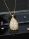 Temperament diamond-encrusted water drop hollow flower pendant long sweater chain autumn and winter new simple design sweatshirt necklace for women