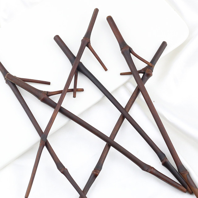 Natural bamboo bamboo hairpin carbonized bamboo branches diy ancient style hairpin entangled with flowers glass jewelry accessories materials bun hair