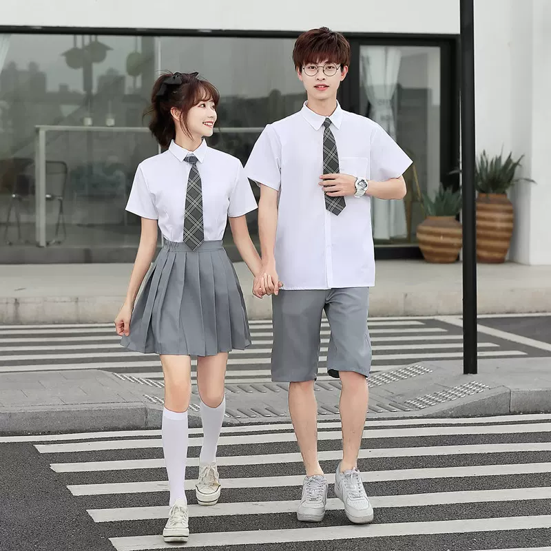 校服套装学院风中学生jk衬衫百褶裙高中生运动会毕业班服