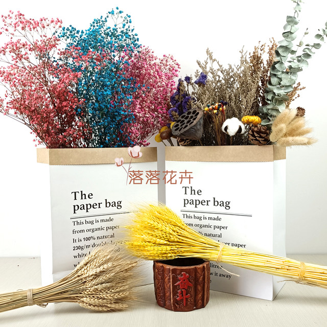 Natural wheat ears dried flowers real bouquet opening barley pastoral decoration ornaments starry rice ears shooting props gifts