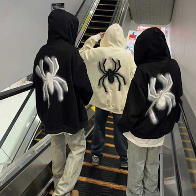 Fat MM Extra Large Size 2-300Jin [Jin equals 0.5 kg] Fleece Thickened Printed Spider Zipper Sweatshirt for Women in Autumn and Winter New Loose Jacket