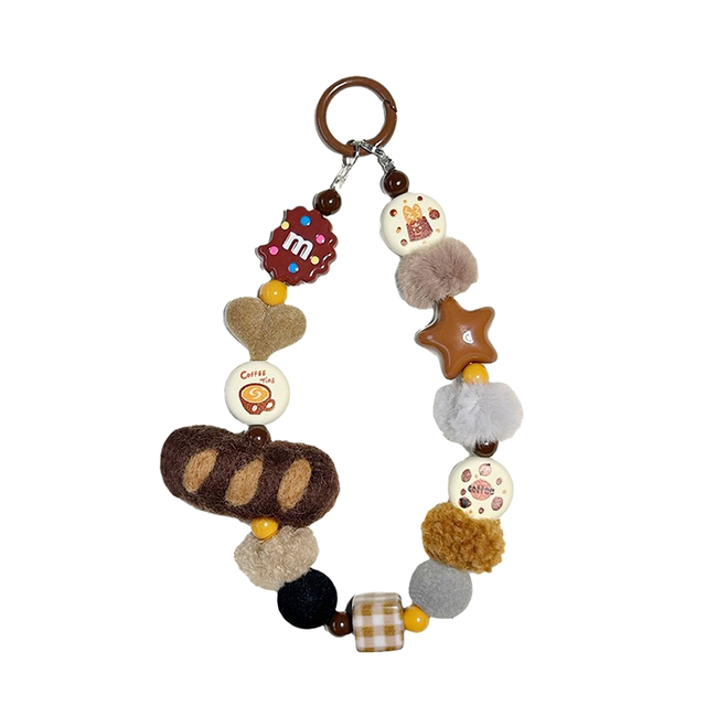 Winter felt baguette donut plush doll pendant bag pendant mobile phone chain ins style creative gift