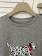 Summer laziness, loose spots, puppy printed gray T -shirt women's round neck fun, plump short sleeve top

