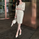 White skirt women's mid-skirt knee-length hip skirt women's spring and autumn middle skirt commuting professional versatile short skirt suit skirt
