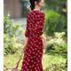 
Elegant printed V-neck dress 2025 spring new atmosphere printed quarter-sleeved dress