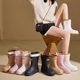
Fashionable rain boots for women new style mid-tube wear-out adult tie-out warm wear-resistant rubber shoes water shoes waterproof anti-slip rain boots