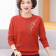 2025 Mother's Spring and Autumn Outerwear Long-sleeved Sweater Women's Clothing Middle-aged and Old Age Style Age-Reducing Knitted Bottoming Shirt Fashion