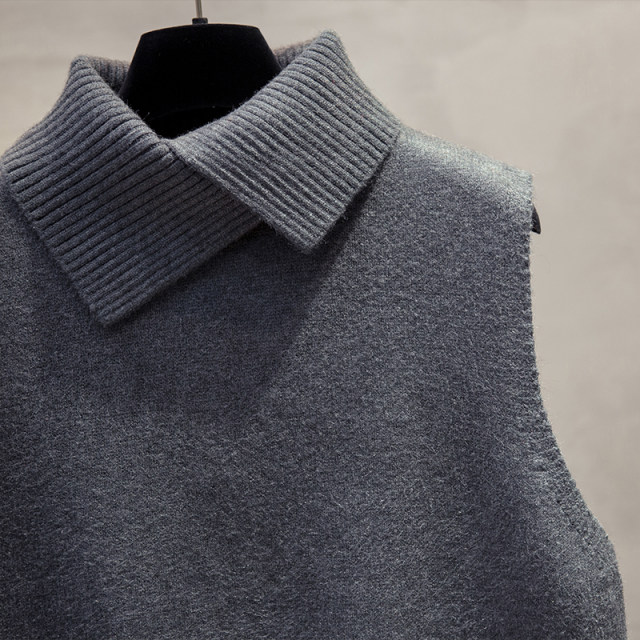 Lapel knitted vest vest for women 2025 Spring and Autumn New Loose Outer Wear Horse Clip Layered Fashionable Sweater Vest