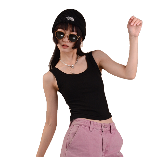 Women's 2025 New Gray Sleeveless Top with Huge Soft Chest Pad and Beautiful Back All-in-One Summer American Camisole for Outerwear