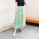 Asymmetric contrasting stripes splicing! Lace-up A-line silk mid-length skirt for women Spring and summer q