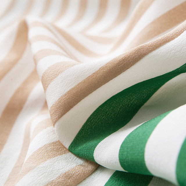 Asymmetric contrasting stripes splicing! Lace-up A-line silk mid-length skirt for women Spring and summer q