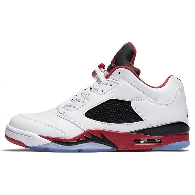 Air Jordan 5 AJ5 White Red Rukawa Maple Flame Red Low-top Retro Basketball Shoes 314338-101