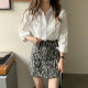 Large size retro zebra pattern skirt for women in spring and autumn new high-waisted slim and versatile slit A-line short skirt one-step skirt