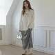 VNOOK velvet slit skirt for women in autumn and winter 2024 new draped retro elastic mid-length A-line long skirt
