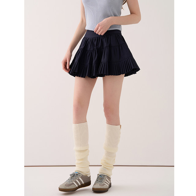 JIUJIU retro ballet style puffy pleated skirt for women in spring 2025 new high-waist cake skirt short skirt
