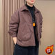 Casual large pocket lapel solid color short cotton jacket for women in winter mother versatile large size thickened thermal jacket
