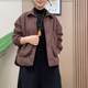 Casual large pocket lapel solid color short cotton jacket for women in winter mother versatile large size thickened thermal jacket
