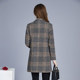 Mid-length middle-aged mother's fit-fitting style spring and autumn suit collar windbreaker large size women's plaid woolen jacket